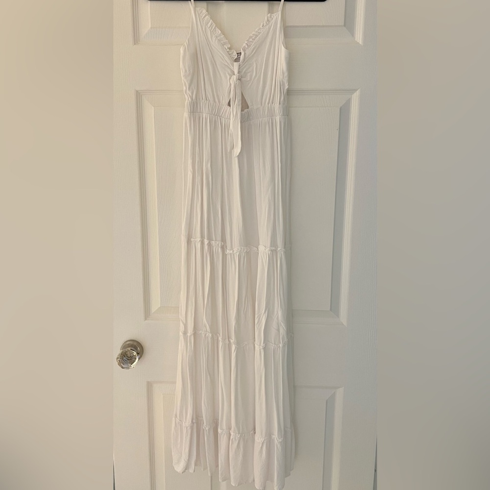 Ardene White Tie Front Maxi Dress Boho Cottagecore